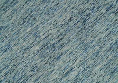 Blue and Ivory Shaded Solid Wool Hand Woven 2x3, 3x5, 5x8, 6x9, 8x10 and 9x12 Layering Area Rug | UL64 - The Rug Decor