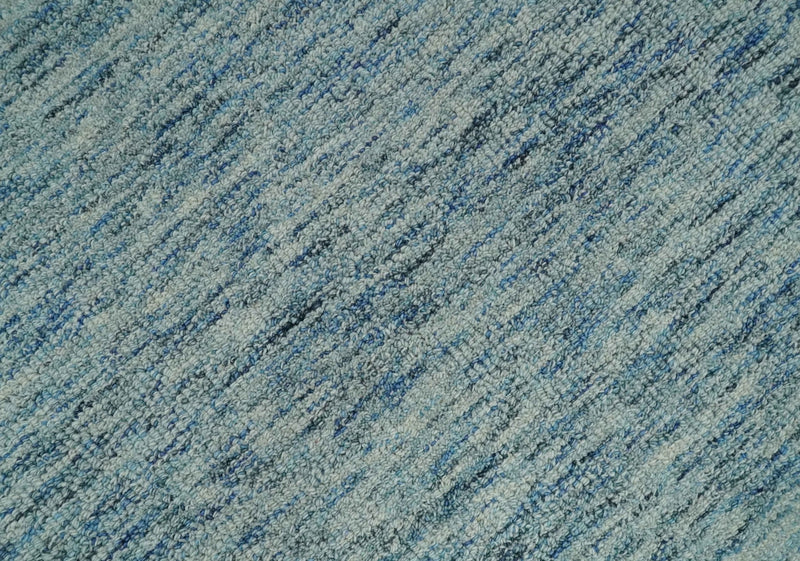 Blue and Ivory Shaded Solid Wool Hand Woven 2x3, 3x5, 5x8, 6x9, 8x10 and 9x12 Layering Area Rug | UL64 - The Rug Decor