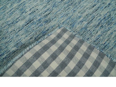 Blue and Ivory Shaded Solid Wool Hand Woven 2x3, 3x5, 5x8, 6x9, 8x10 and 9x12 Layering Area Rug | UL64 - The Rug Decor