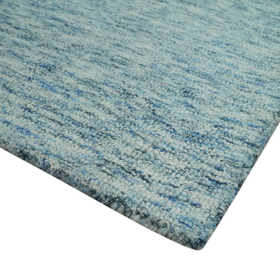 Blue and Ivory Shaded Solid Wool Hand Woven 2x3, 3x5, 5x8, 6x9, 8x10 and 9x12 Layering Area Rug | UL64 - The Rug Decor