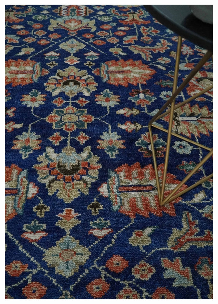 Blue and Rust Turkish Design Traditional Serapi 8X10 Hand Knotted Wool Area Rug - The Rug Decor