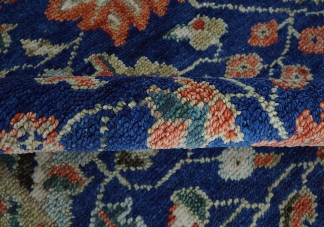 Blue and Rust Turkish Design Traditional Serapi 8X10 Hand Knotted Wool Area Rug - The Rug Decor