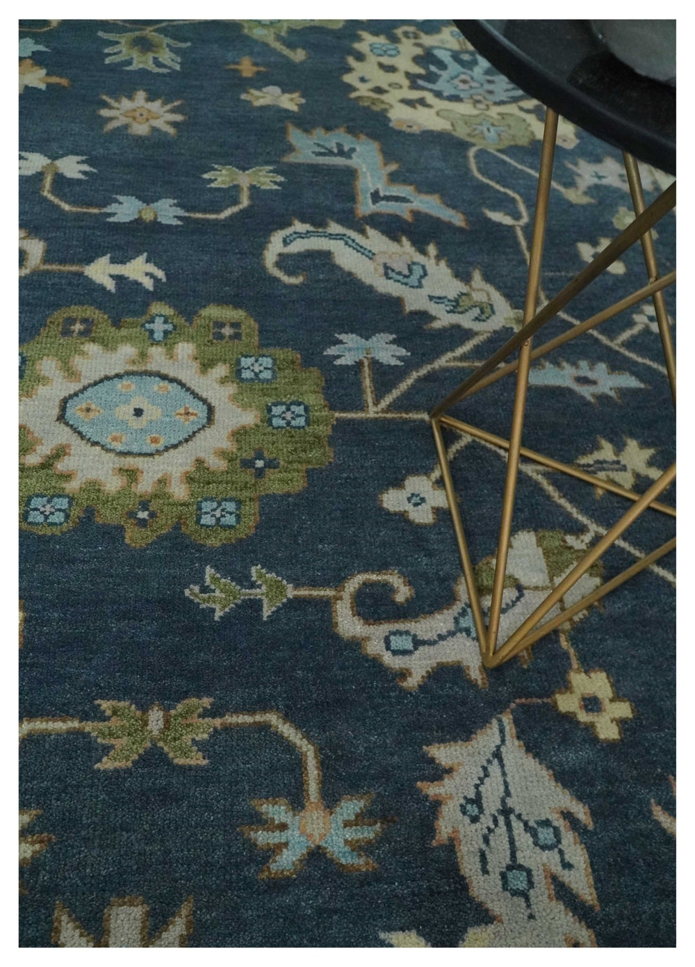 Blue, Beige and Green 10.3x13.8 Hand knotted Traditional Oushak Wool Area Rug, Kids, Living Room and Bedroom Rug - The Rug Decor