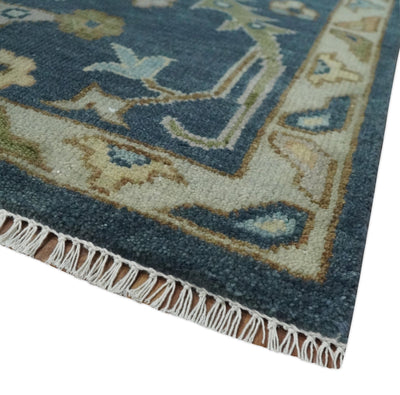 Blue, Beige and Green 10.3x13.8 Hand knotted Traditional Oushak Wool Area Rug, Kids, Living Room and Bedroom Rug - The Rug Decor