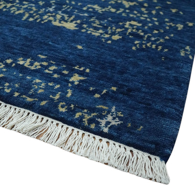 Blue, Beige and Ivory Abstract Hand Woven 4x6 Layering Area Rug | TRDPC38 - The Rug Decor