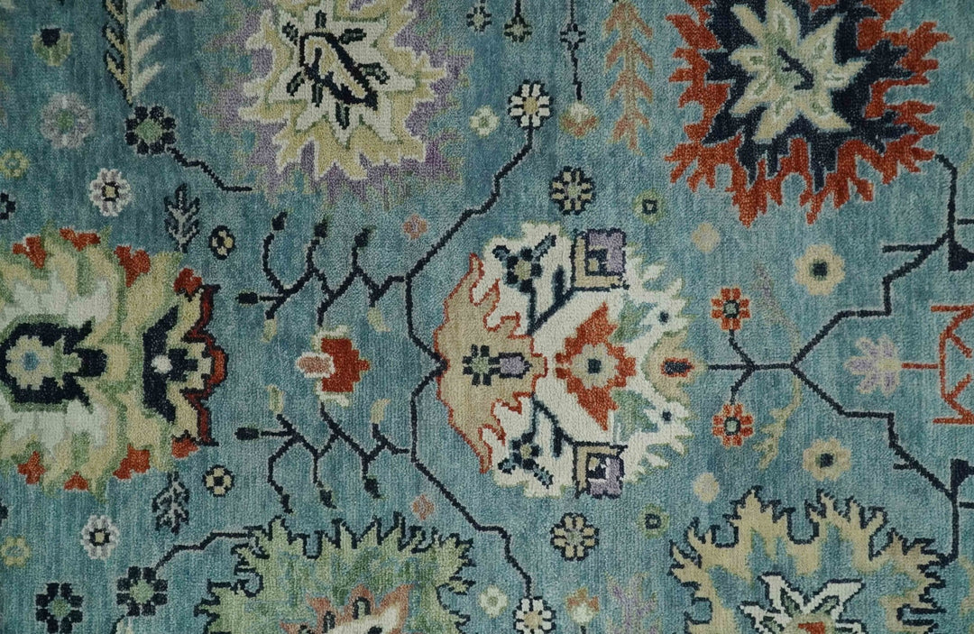 Blue, Ivory and Beige 8x10 and 9x12 Hand knotted Traditional Oushak Wool Area Rug - The Rug Decor