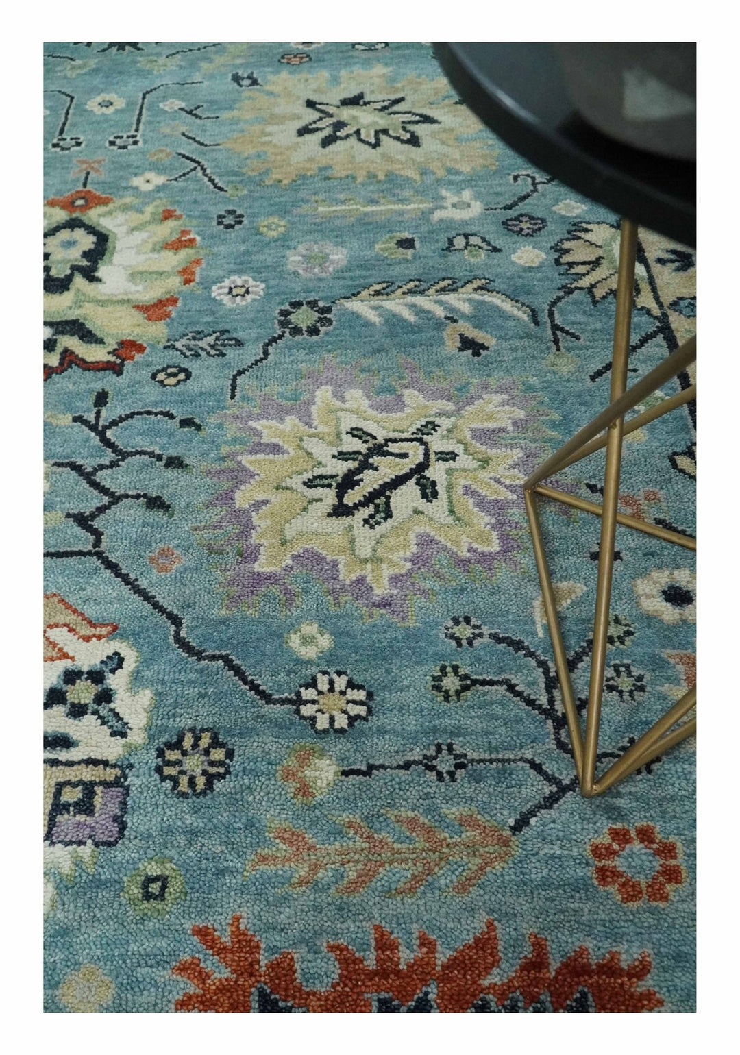 Blue, Ivory and Beige 8x10 and 9x12 Hand knotted Traditional Oushak Wool Area Rug - The Rug Decor