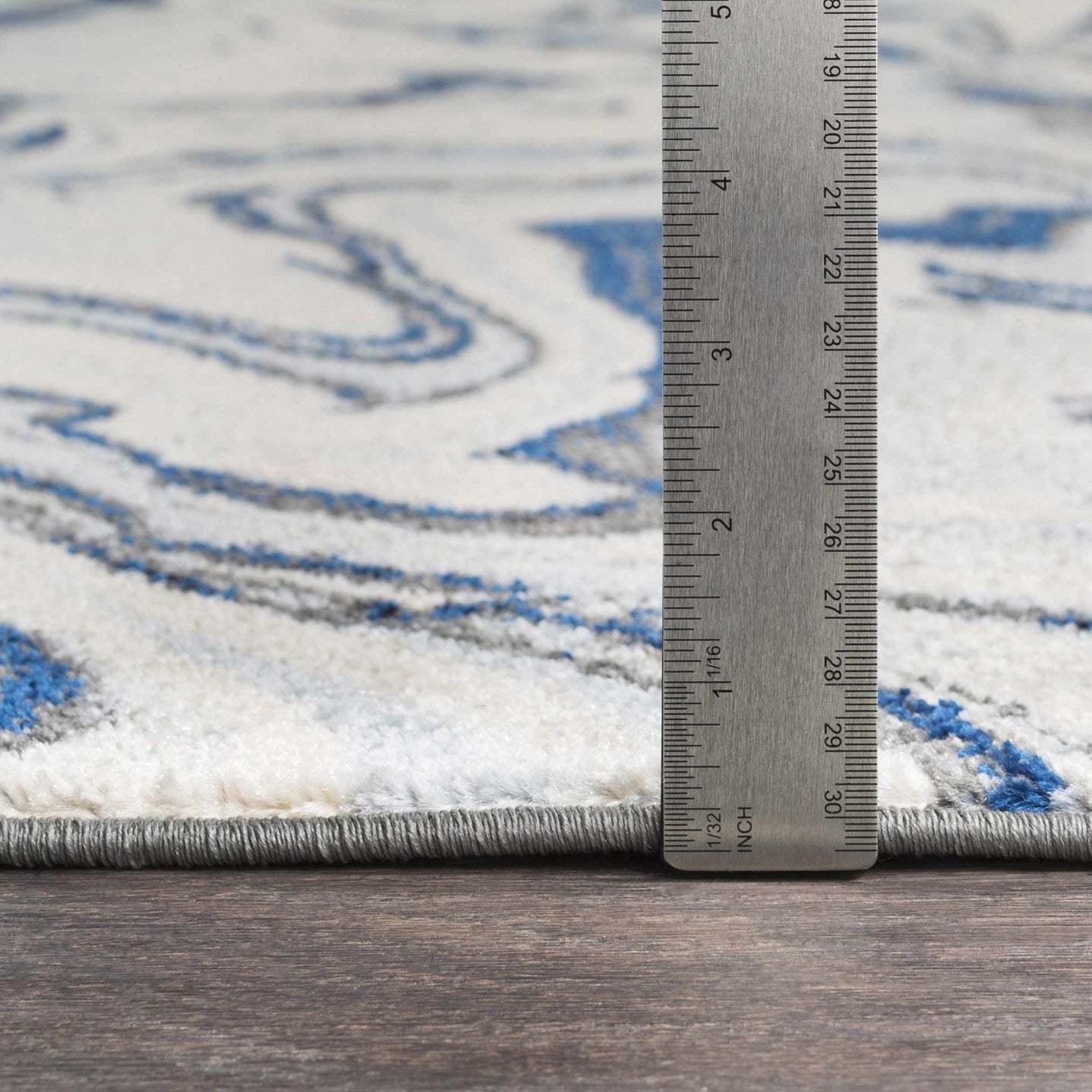 Blue, Ivory and Charcoal Modern Abstract marble Design Area Rug - The Rug Decor