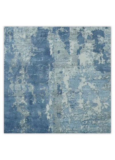 Blue, Ivory and Gray Modern Abstract Multi Size Hand Loomed Blended wool and Art silk Area Rug - The Rug Decor