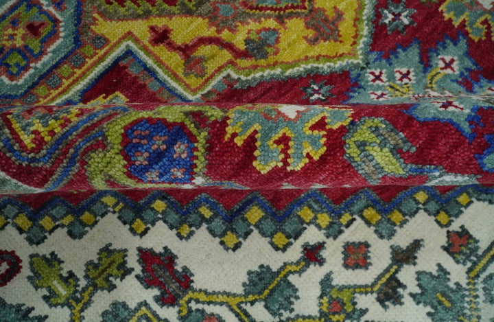 Blue, Red and Gold Hand Knotted Antique 5x8, 6x9, 8x10, 9x12, 10x14 and 12x15 Traditional Heriz Serapi Wool Rug | TRDCP1344 - The Rug Decor