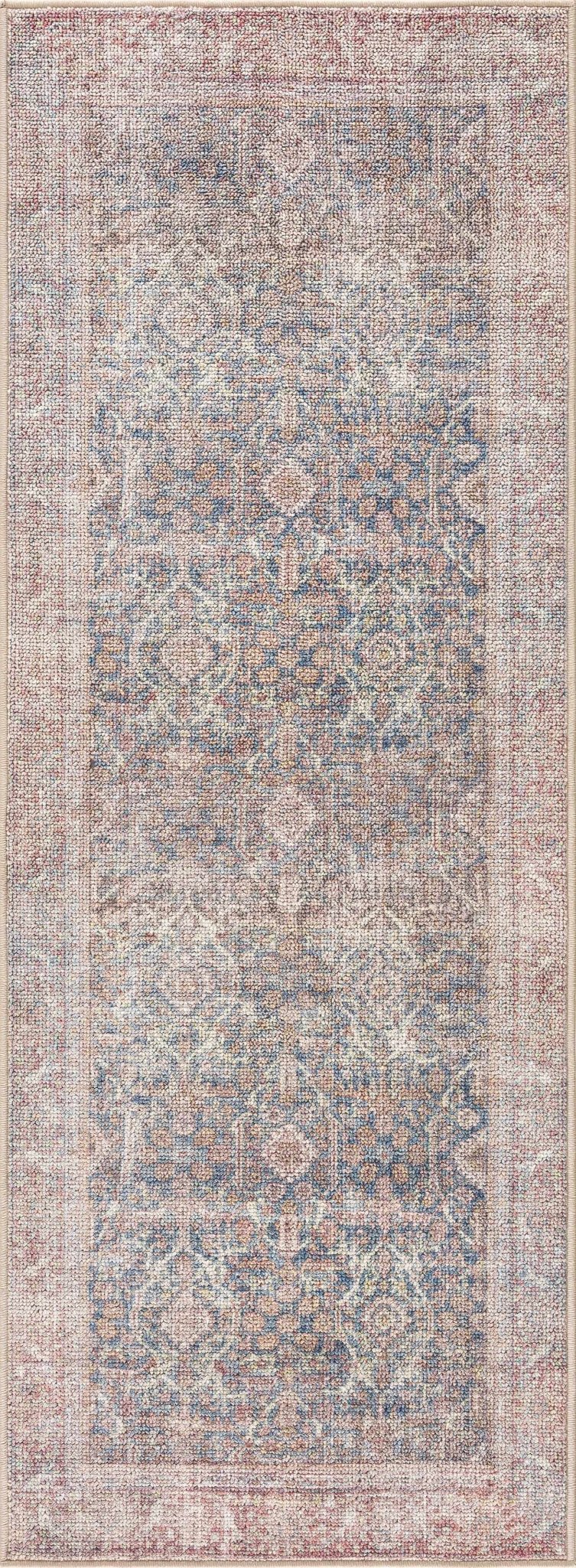 Blue, Rust, Ivory and Beige Traditional Oriental Oushak Washable Area Rug - The Rug Decor
