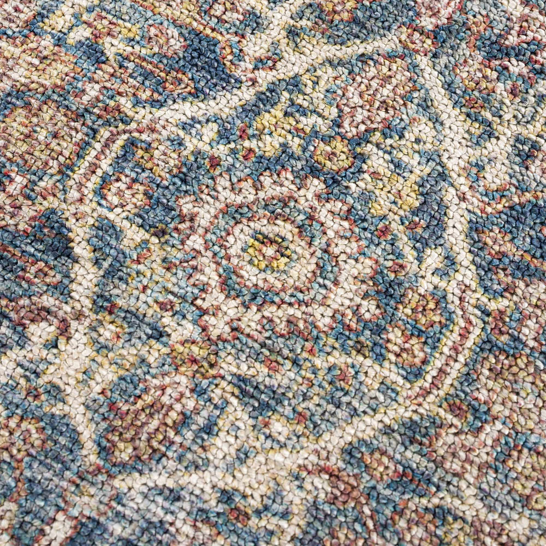 Blue, Rust, Ivory and Beige Traditional Oriental Oushak Washable Area Rug - The Rug Decor