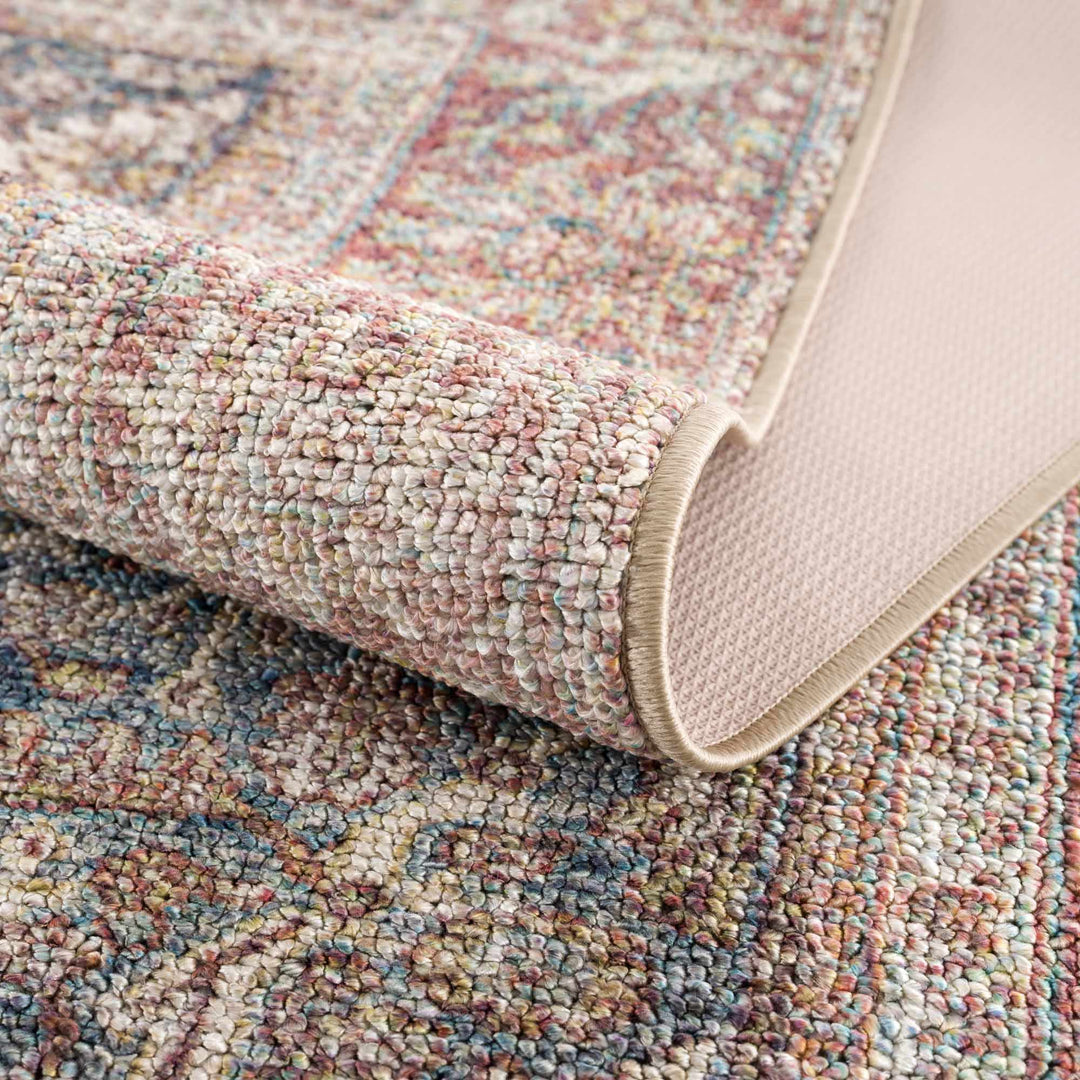 Blue, Rust, Ivory and Beige Traditional Oriental Oushak Washable Area Rug - The Rug Decor