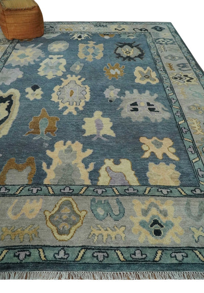 Blue, Silver and Beige Hand knotted Traditional Oushak Multi Size Wool Area Rug - The Rug Decor