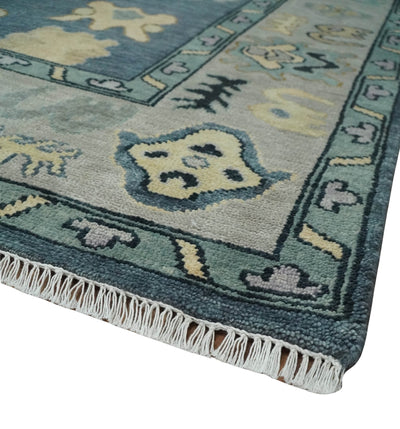 Blue, Silver and Beige Hand knotted Traditional Oushak Multi Size Wool Area Rug - The Rug Decor