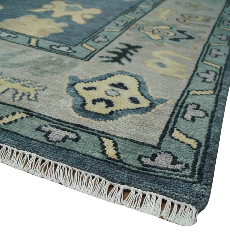 Blue, Silver and Beige Hand knotted Traditional Oushak Multi Size Wool Area Rug - The Rug Decor