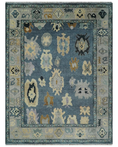 Blue, Silver and Beige Hand knotted Traditional Oushak Multi Size Wool Area Rug - The Rug Decor