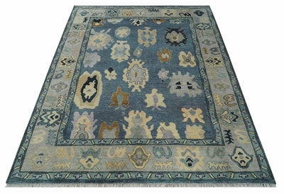 Blue, Silver and Beige Hand knotted Traditional Oushak Multi Size Wool Area Rug - The Rug Decor