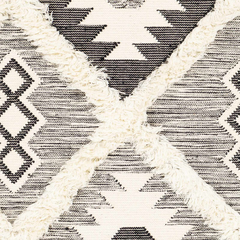 Bohemian Hand Woven Beige and Charcoal Geometrical High Low Design Wool Area Rug - The Rug Decor