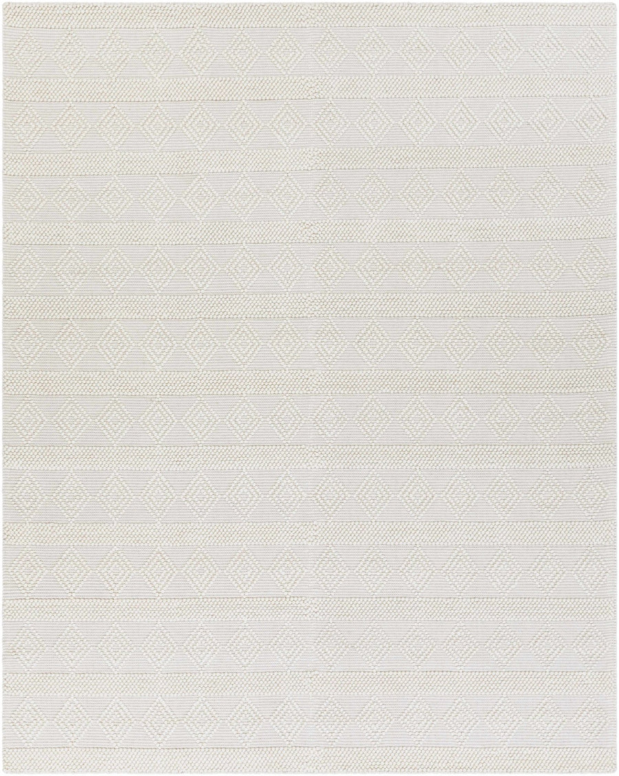 Bohemian Hand Woven Beige Geometrical Textured Wool Area Rug - The Rug Decor