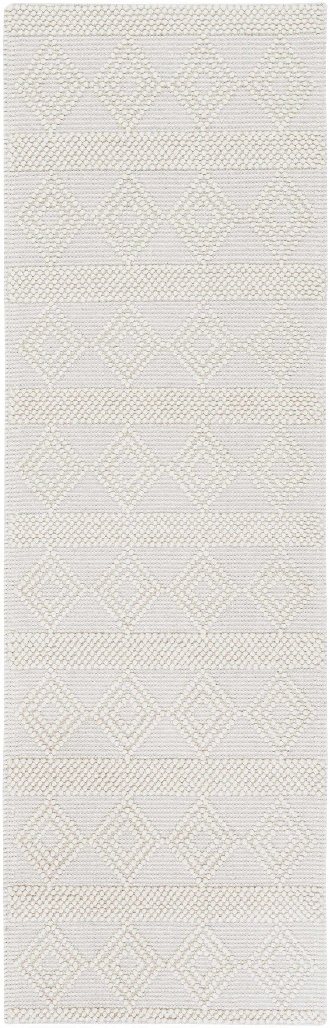 Bohemian Hand Woven Beige Geometrical Textured Wool Area Rug - The Rug Decor