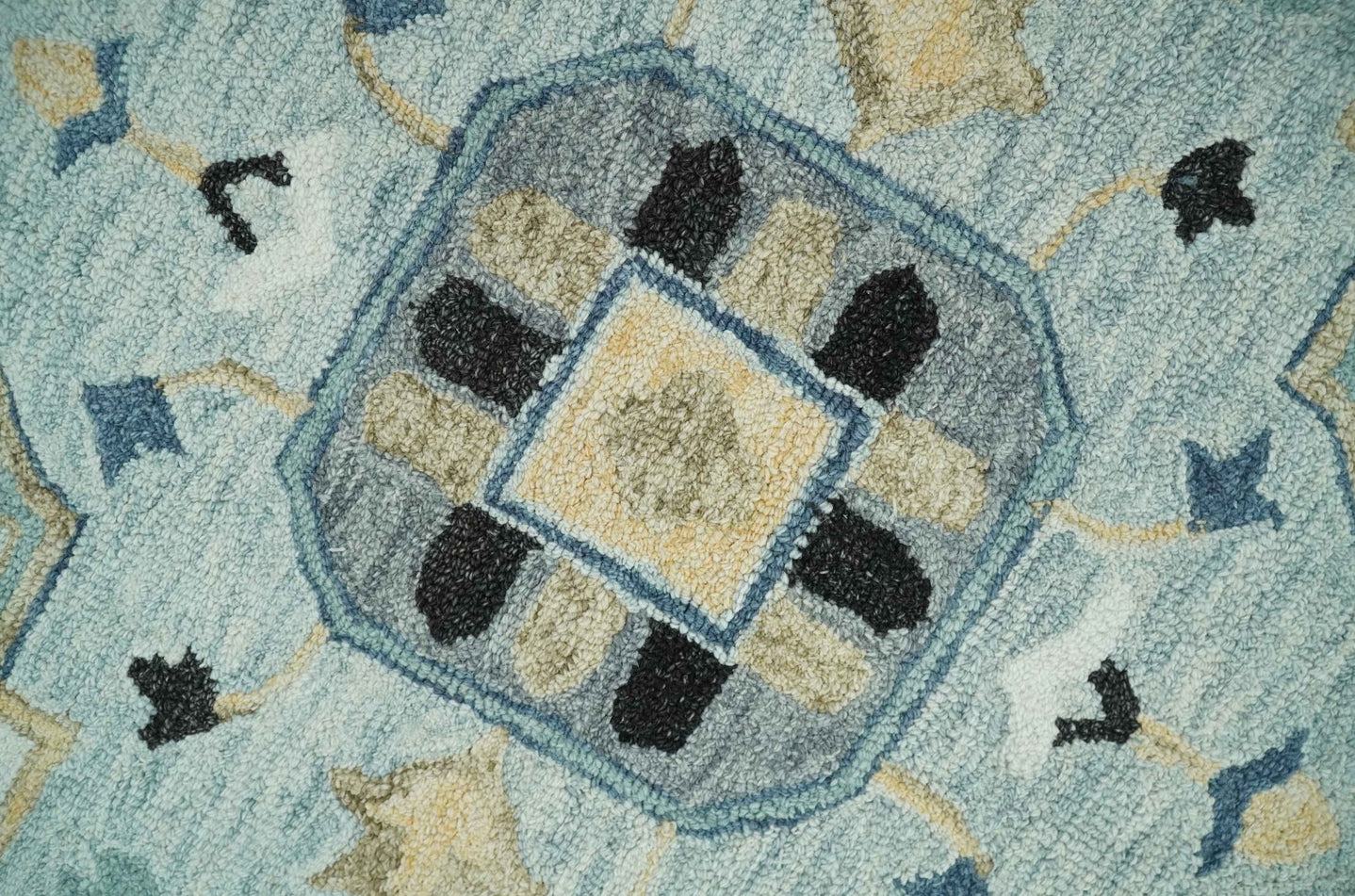 Boho Chick 3x5, 5x8, 6x9 and 8x10 Hand Tufted Blue, Camel and Ivory Medallion Wool Area Rug - The Rug Decor