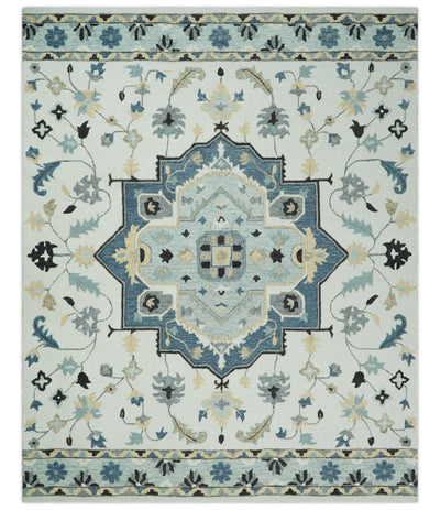 Boho Chick 3x5, 5x8, 6x9 and 8x10 Hand Tufted Blue, Camel and Ivory Medallion Wool Area Rug - The Rug Decor