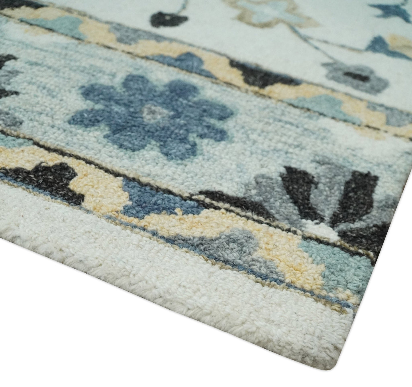 Boho Chick 3x5, 5x8, 6x9 and 8x10 Hand Tufted Blue, Camel and Ivory Medallion Wool Area Rug - The Rug Decor