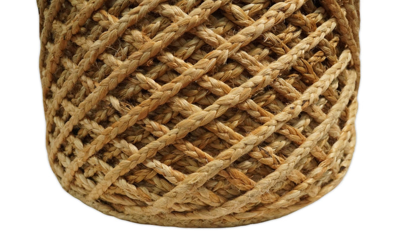 Braided Farmhouse Pouf Natural Brown Basket Weave Round , Boho ottoman Footstool, Side table, Seat , Foot Rest | JP10 - The Rug Decor