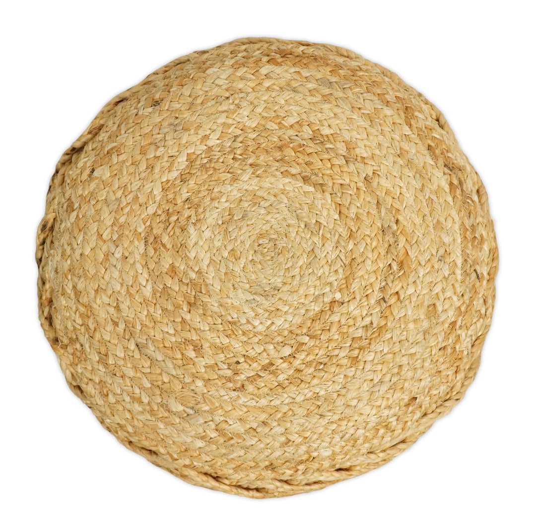 Braided Farmhouse Pouf Natural Brown Basket Weave Round , Boho ottoman Footstool, Side table, Seat , Foot Rest | JP10 - The Rug Decor