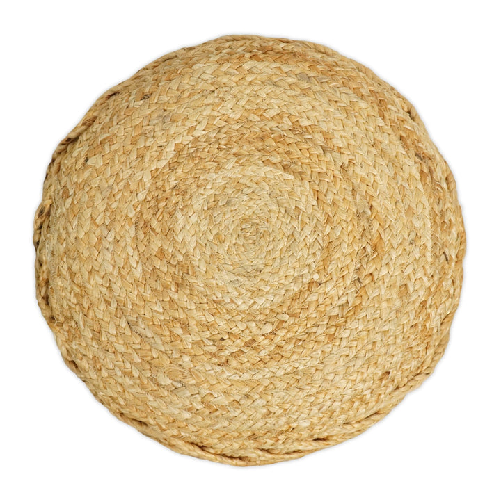 Braided Farmhouse Pouf Natural Brown Basket Weave Round , Boho ottoman Footstool, Side table, Seat , Foot Rest | JP10 - The Rug Decor