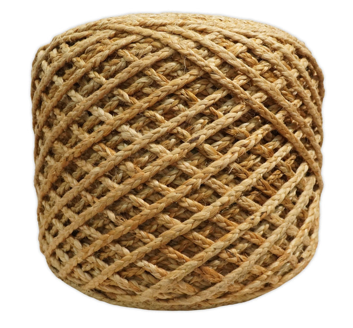 Braided Farmhouse Pouf Natural Brown Basket Weave Round , Boho ottoman Footstool, Side table, Seat , Foot Rest | JP10 - The Rug Decor