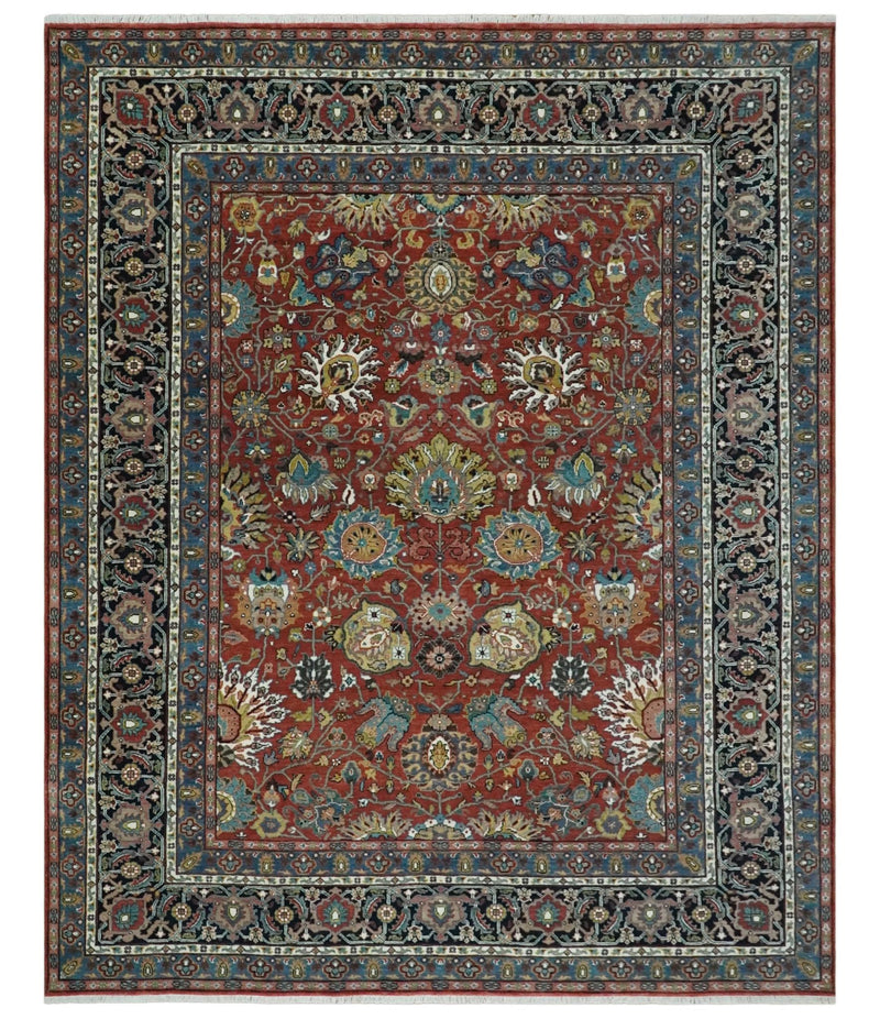 Brown and Black Turkish Design Traditional Serapi 8x10 and 9x12 Hand Knotted Wool Area Rug - The Rug Decor