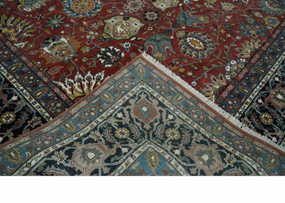Brown and Black Turkish Design Traditional Serapi 8x10 and 9x12 Hand Knotted Wool Area Rug - The Rug Decor