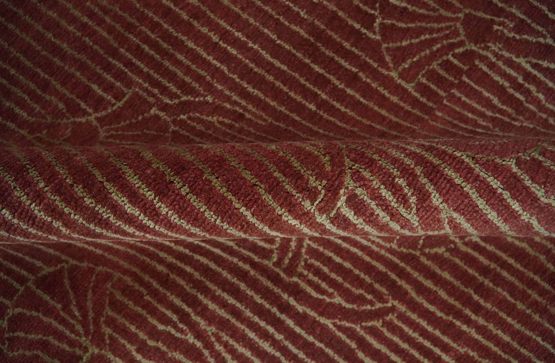Brown and Gold Modern Stripes Shehnai Print 5x8 Hand loom wool and Art Silk Area Rug - The Rug Decor