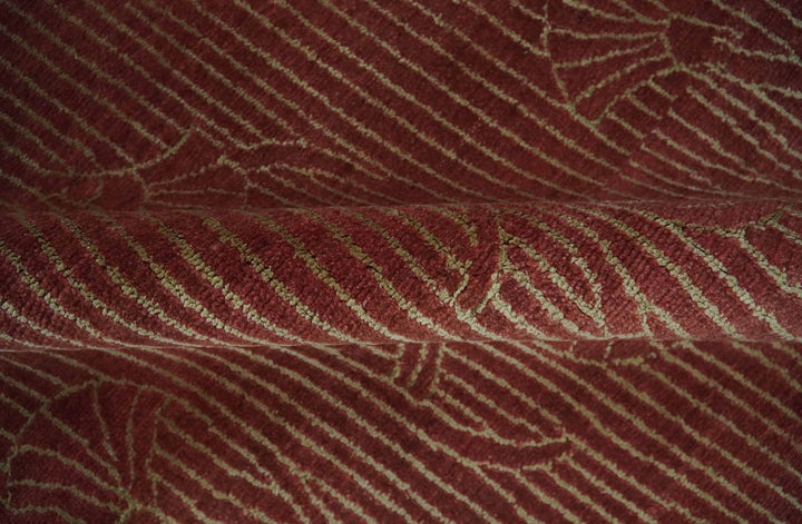 Brown and Gold Modern Stripes Shehnai Print 5x8 Hand loom wool and Art Silk Area Rug - The Rug Decor