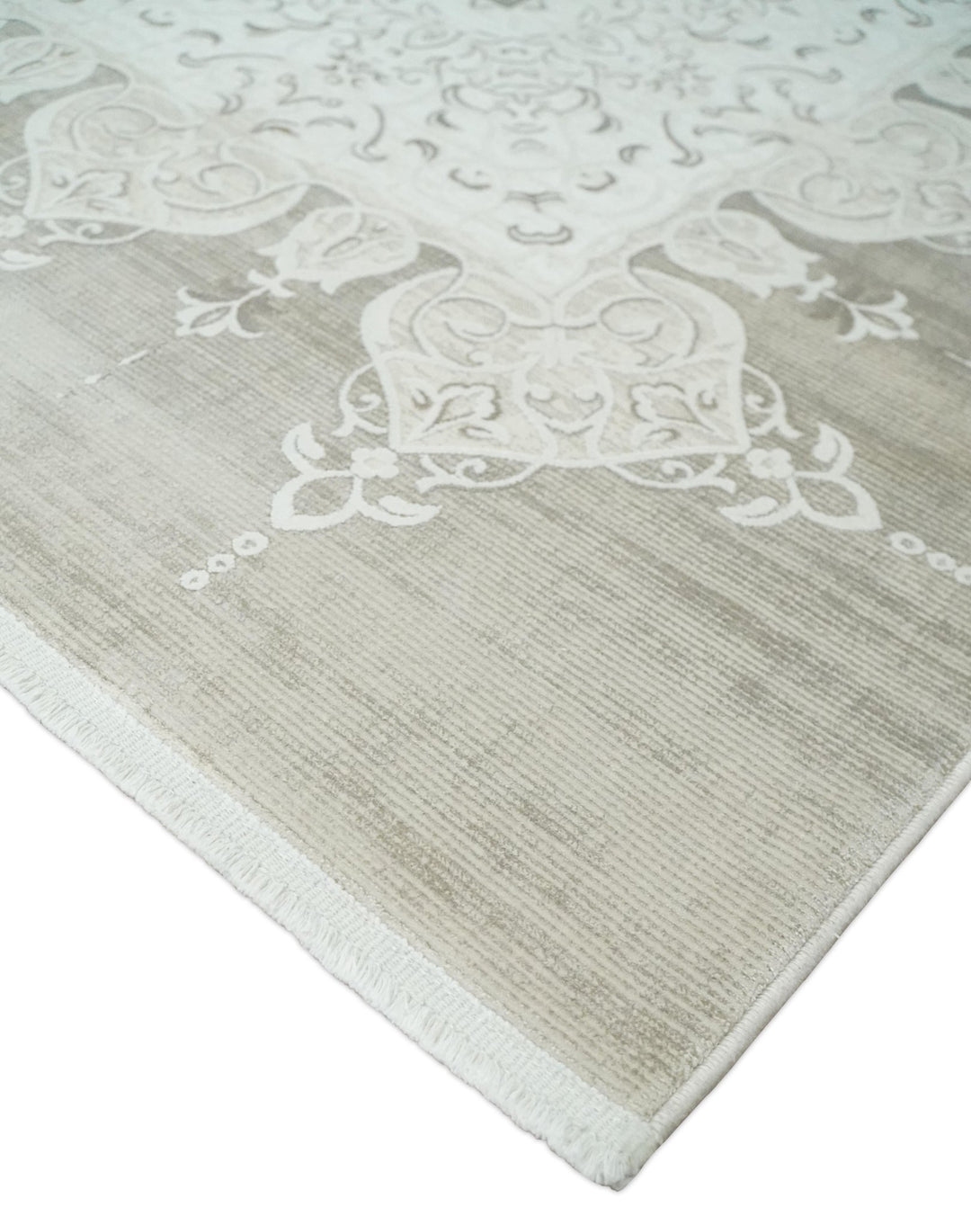 Brown, Beige and Ivory Antique Finish, Vintage look, Art Silk Area Rug, Living Room Rug | TRDMM2 - The Rug Decor