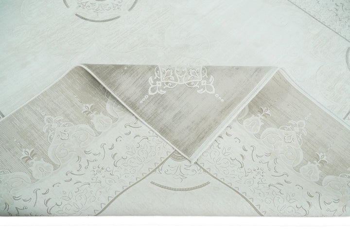 Brown, Beige and Ivory Antique Finish, Vintage look, Art Silk Area Rug, Living Room Rug | TRDMM2 - The Rug Decor