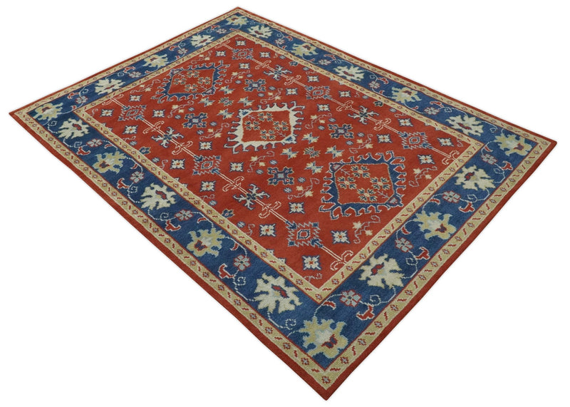 Brown, Blue and Beige Traditional Oriental Hand Knotted Multi Size Wool Area Rug - The Rug Decor