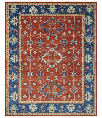 Brown, Blue and Beige Traditional Oriental Hand Knotted Multi Size Wool Area Rug - The Rug Decor