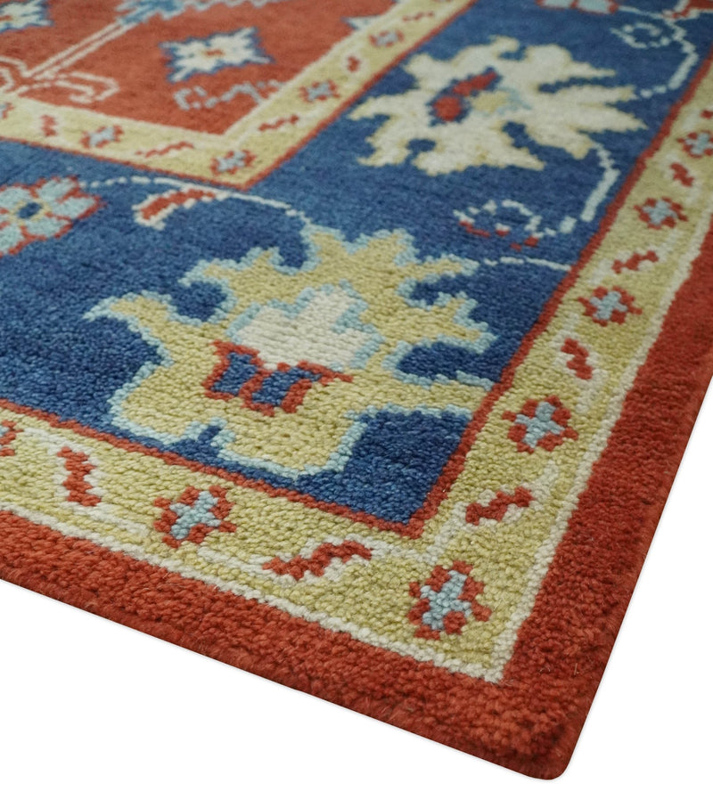 Brown, Blue and Beige Traditional Oriental Hand Knotted Multi Size Wool Area Rug - The Rug Decor