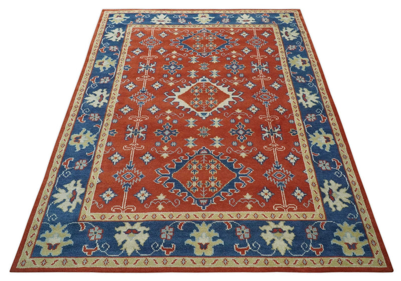 Brown, Blue and Beige Traditional Oriental Hand Knotted Multi Size Wool Area Rug - The Rug Decor