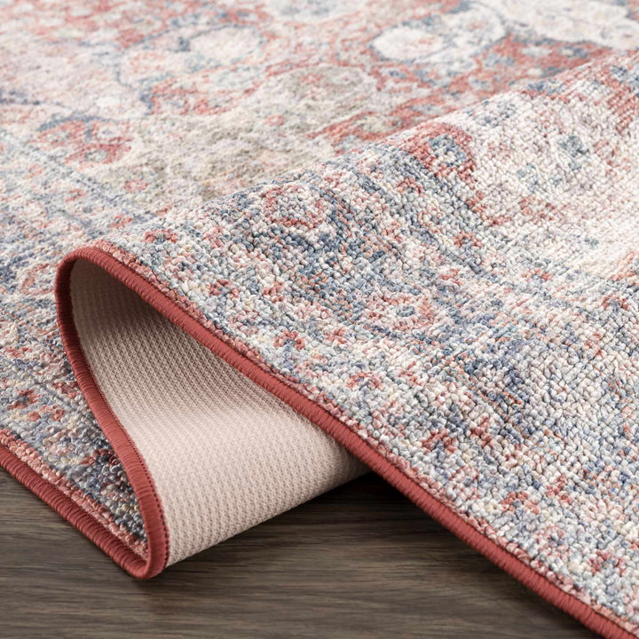Brown, Blue, Silver and Green Traditional Design With Rubber Backing Washable Area Rug - The Rug Decor