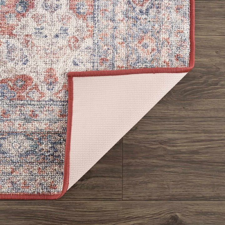 Brown, Blue, Silver and Green Traditional Design With Rubber Backing Washable Area Rug - The Rug Decor
