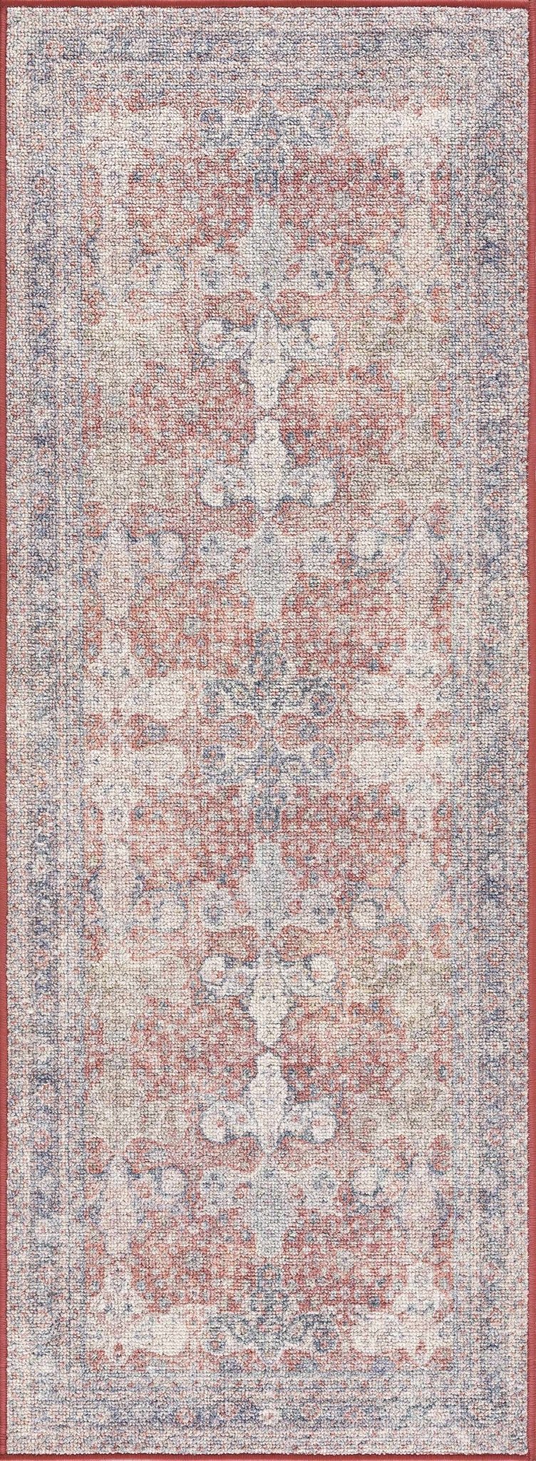 Brown, Blue, Silver and Green Traditional Design With Rubber Backing Washable Area Rug - The Rug Decor
