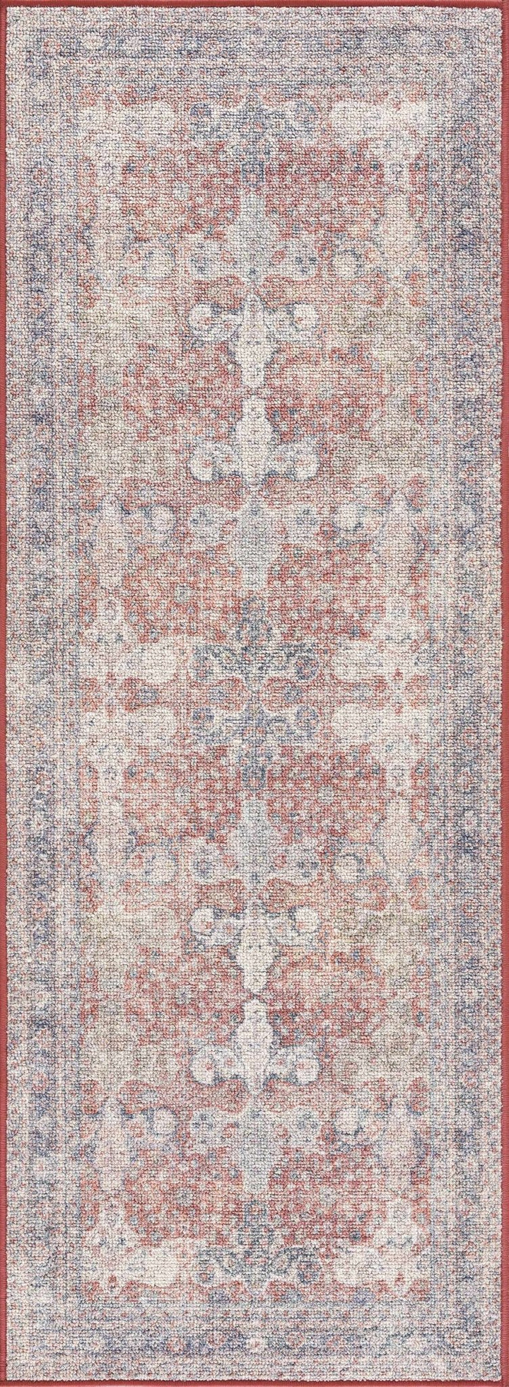 Brown, Blue, Silver and Green Traditional Design With Rubber Backing Washable Area Rug - The Rug Decor