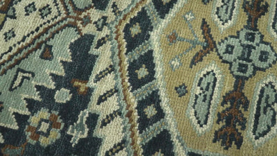 Custom Made Hand Knotted Blue, Ivory and Olive Traditional Oriental wool Area Rug