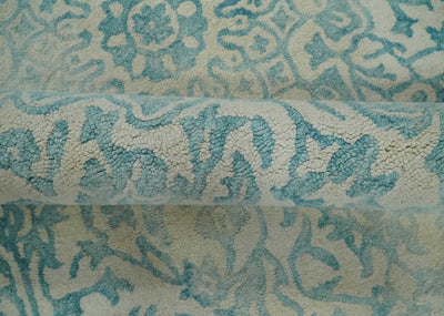 Camel and Blue 4.10x7.9 Medallion Pattern Hand Woven Soumak Dhurrie Wool Area Rug - The Rug Decor