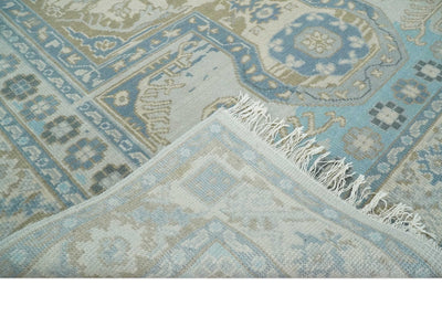 Cappadocia Rug 8x10 Hand Knotted Turkish Blue, Beige and Ivory Traditional Antique Persian Low Pile Area Rug | AC31810 - The Rug Decor