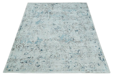 Carved 8x10 Silver, Gray and Charcoal Modern Abstract Handmade Art Silk and Wool Area Rug - The Rug Decor